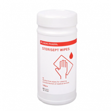 STERISEPT WIPES nealkoholinės paviršių ir įrangos dezinfekcinės servetėlės, 100vnt.