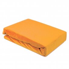 Veliurinė kosmetologinio gulto paklodė su guma 100 x 215 cm, oranžinės sp.