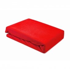 Veliurinė kosmetologinio gulto paklodė su guma 100 x 215 cm, raudona