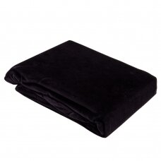 Veliurinė kosmetologinio gulto paklodė su guma 100 x 215 cm, juoda