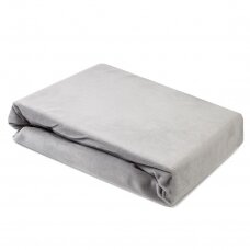 Veliurinė kosmetologinio gulto paklodė su guma 100 x 215 cm, pilka