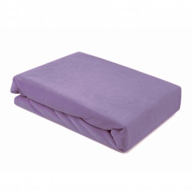 Veliurinė kosmetologinio gulto paklodė su guma 100 x 215 cm, violetinė