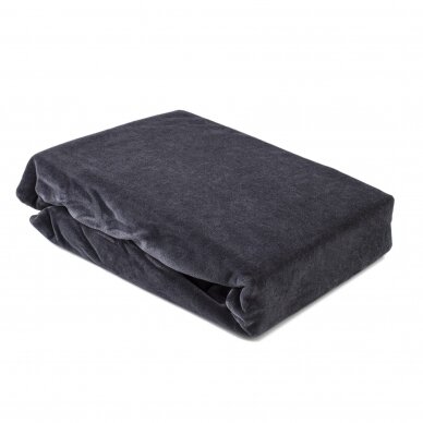 Veliurinė kosmetologinio gulto paklodė su guma 100 x 215 cm, tamsiai pilka