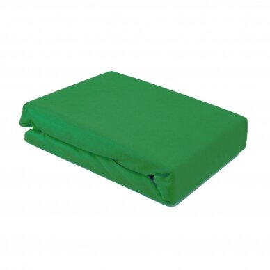Veliurinė kosmetologinio gulto paklodė su guma 100 x 215 cm, tamsiai žalios sp.