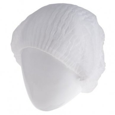 Vienkartinės, gofruotos kepuraitės 100vnt., baltos spalvos 2