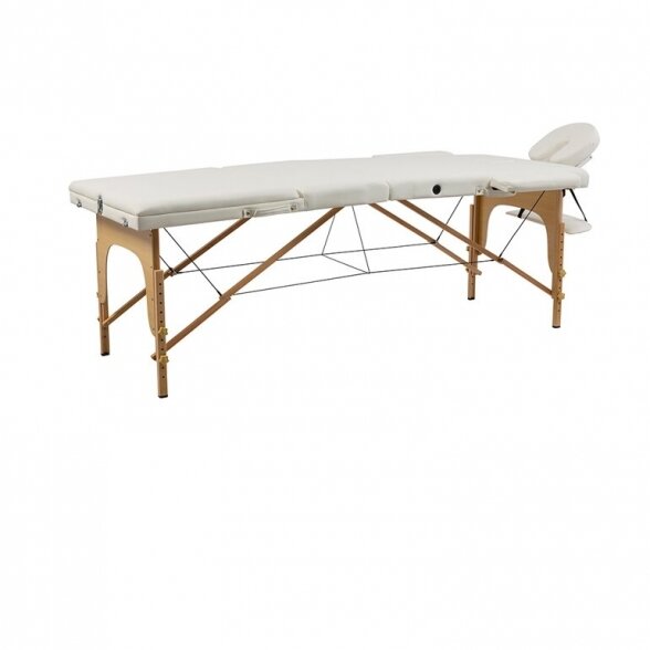 Weelko folding 3-part massage Sella bed with wooden frame, white 1 Weelko folding 3-part massage Sella bed with wooden frame, white 1